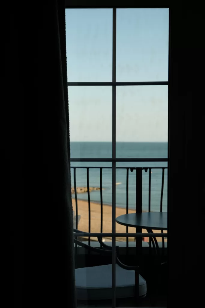 Balcony view overlooking the English Channel at The White Horses hotel