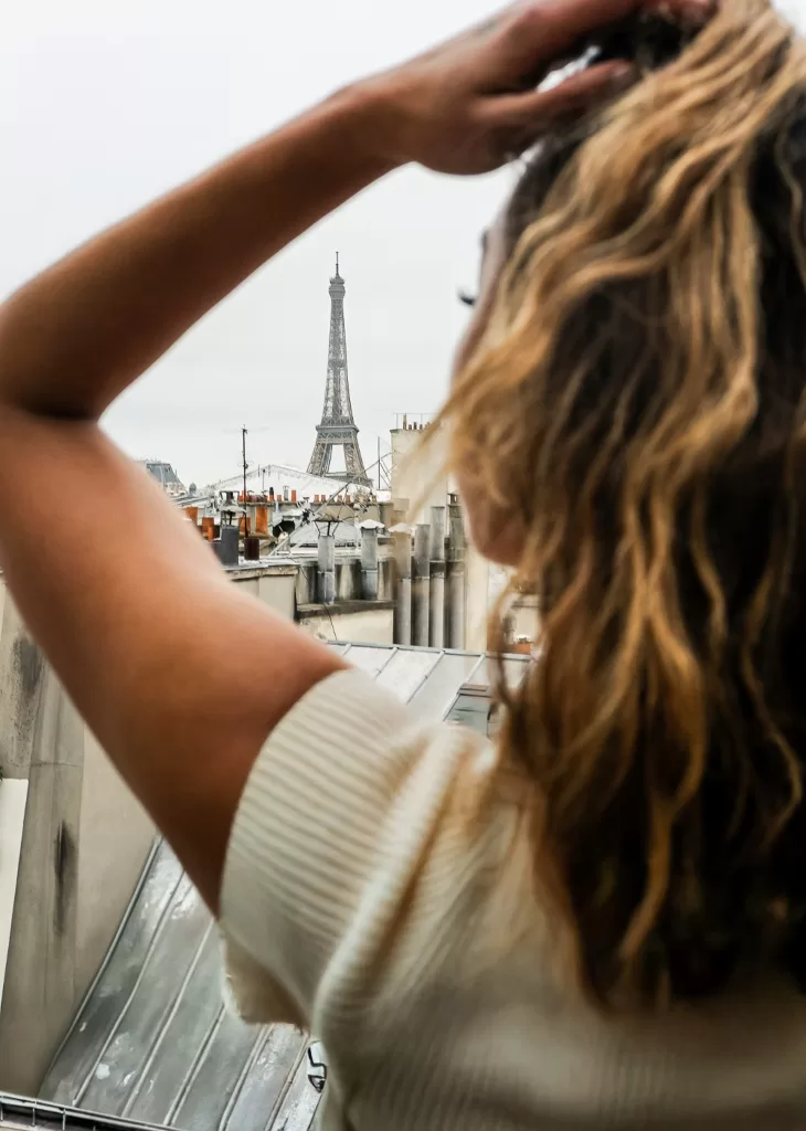 View of the Eiffel Tower from Le Grand Hôtel Cayré rooftop